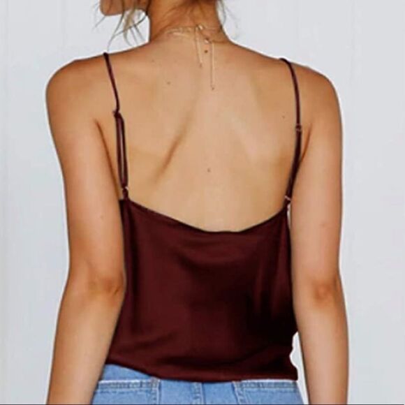 Cowl Neck Satin Cami Silky Cami Tank Top Soft - Picture 3 of 8